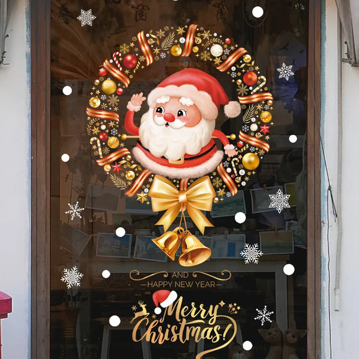 Rynx Christmas Window Stickers Santa Claus Christmas Tree Cartoon Glass Stickers Merry Christmas New Year Decorations for Home