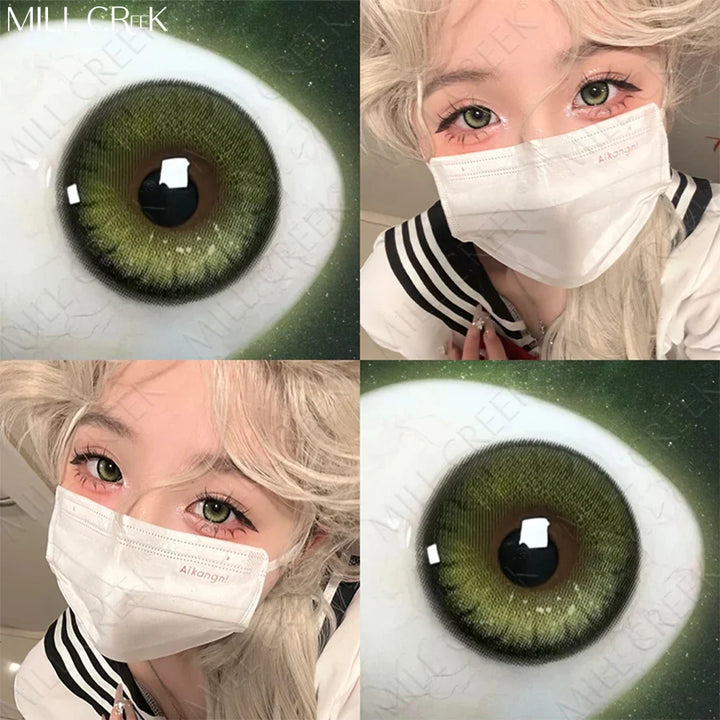 Rynx | 1 Pair Colored Contact Lenses for the Eyes Cosmetic High-Quality Blue Lenses Green Contact Style Cosmetic Eye Lenses