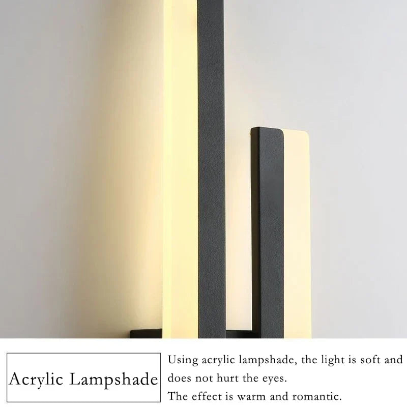 Lisslune | Modern LED Wall Lamp: Black/Gold Acrylic Room Decoration Light