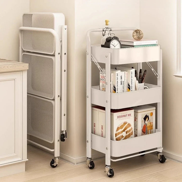 Rynx | Trolley storage shelf multi-layer standing vegetable organizer household movable and foldable small cart storage shelf