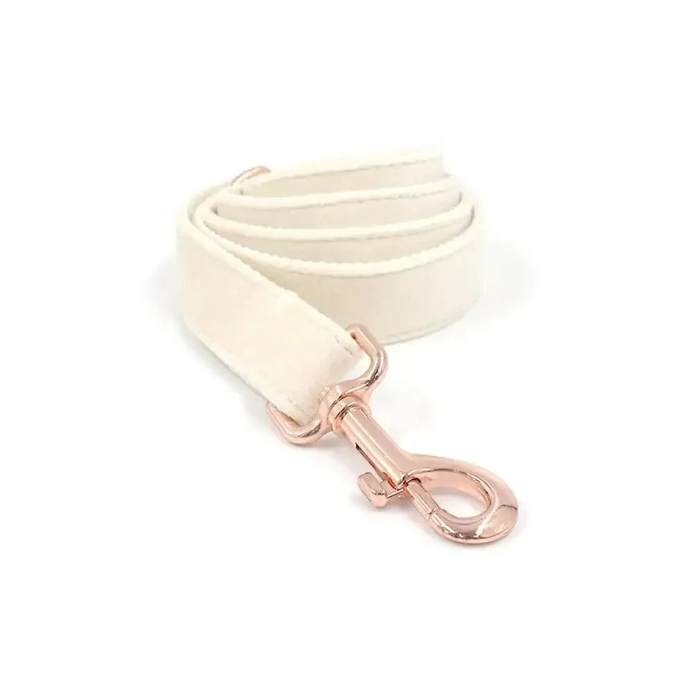 Lisslune | Personalized Luxury Velour Dog Collar with Engraved Name Tag and Matching Leash