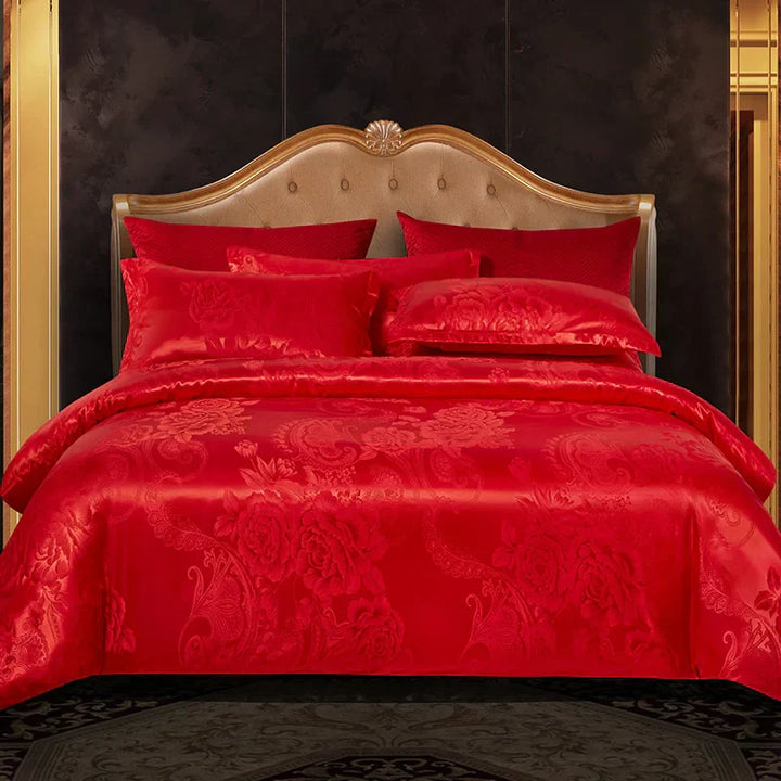 Lisslune | Satin Rayon Jacquard Duvet Cover Set 264x229cm – Luxury Summer Bedding for Comfortable Sleep & Home Décor