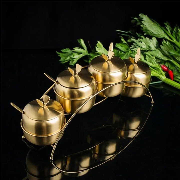 Lisslune | Elegant Stainless Steel Spice Organizer Set for a Modern Kitchen