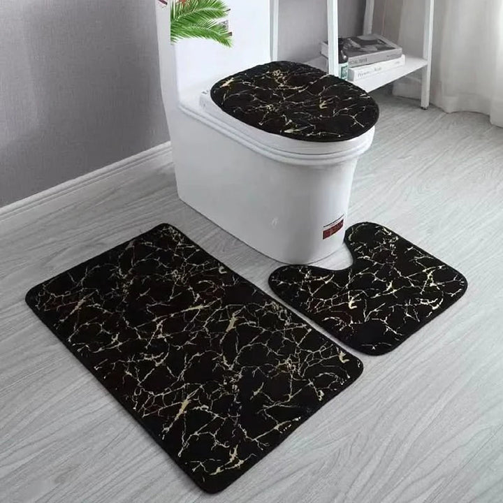 Lisslune | Gold Toilet Seat Cover and Bathroom Mat Set Non-Slip