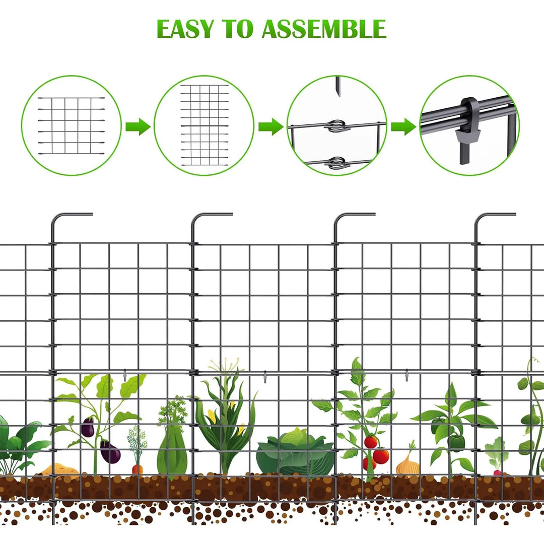 Rynx | Decorative Outdoor Garden Fence, 24" Coated Metal Rust-Free Wrought Iron Border, Foldable Flower Bed Barrier Section, Stake Edge