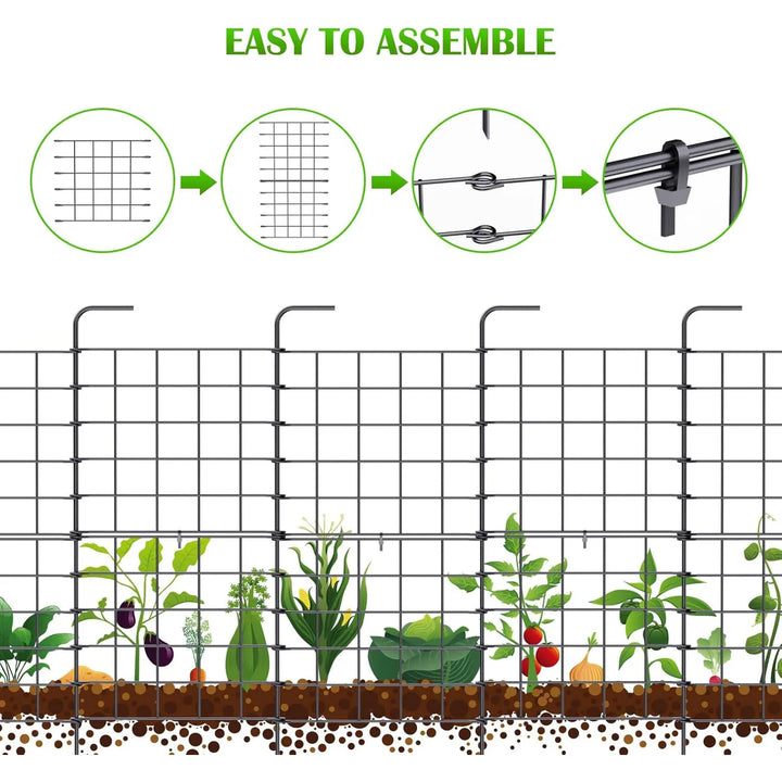 Rynx | Decorative Outdoor Garden Fence, 24" Coated Metal Rust-Free Wrought Iron Border, Foldable Flower Bed Barrier Section, Stake Edge