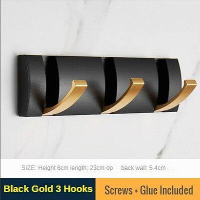 Lisslune | Elegant Black and Gold Folding Wall Hook Shelf for Stylish Storage Solutions