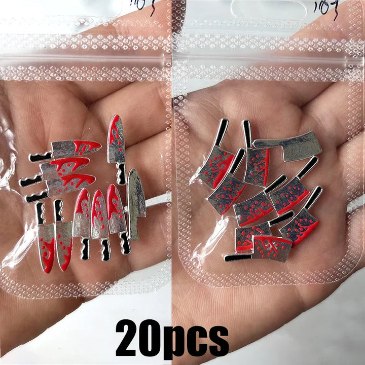 Rynx | 20 pieces/bag 3D Cherry Nail Charms Red & Pink Cherry Nail Rhinestones Nail Gemstones Nail Glitter Stud Fruit Nail Slices for Nail Jewelry