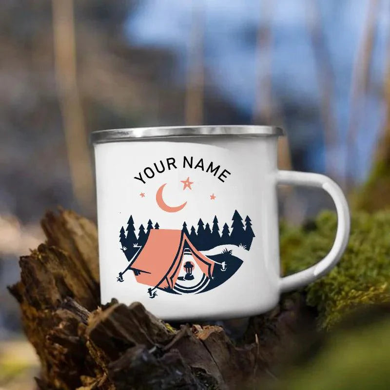Lisslune | Customizable Enamel Camping Mug for Unforgettable Outdoor Experiences - Personalized Coffee and Beer Mug