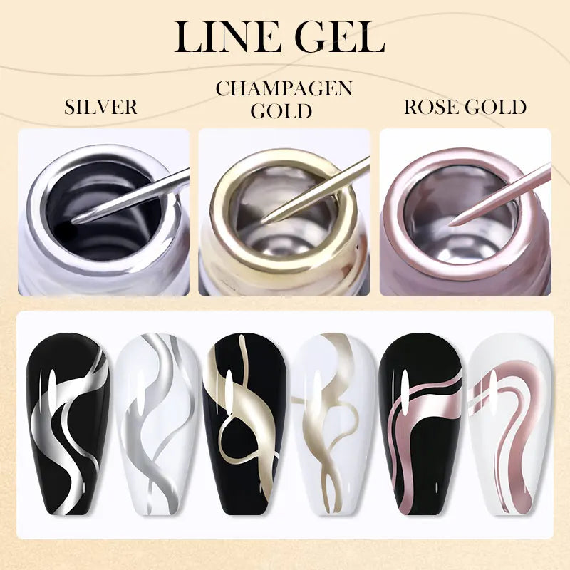 Rynx | 5ML Silver Metallic Painter Liner Gel Nail Polish Super Bright Mirror Drawing Gel Semi Permanent Line French Nail Art