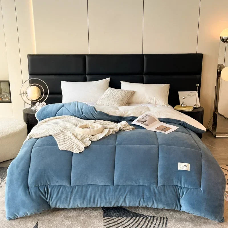 Rynx New Thick Milk Fleece Warm Blanket for Winter Artificial Lamb Cashmere Duvet Comforter Soft Warm Weighted Blankets Quilt Core