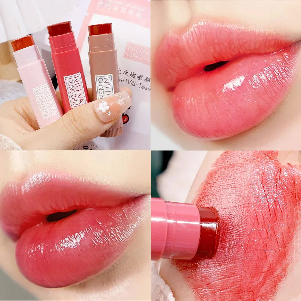 Rynx | Tinted Moisturizing Lipstick Waterproof Mirror Jelly Cherry Red Lip Lacquer Long-lasting Non-Sticky Cup Clear Solid Lip Gloss Cosmetics