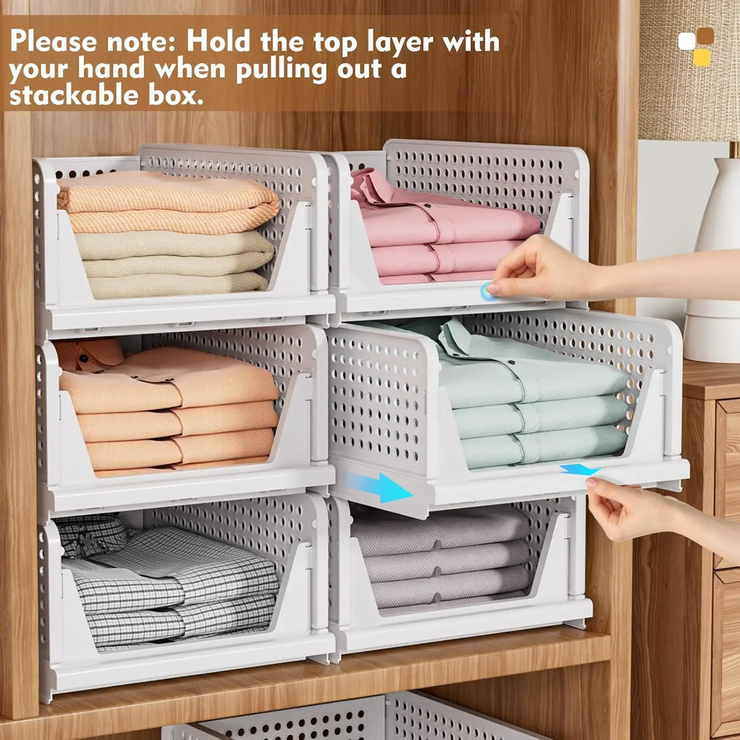 Lisslune | 5-Pack Stackable Foldable Closet Storage Boxes – Liora