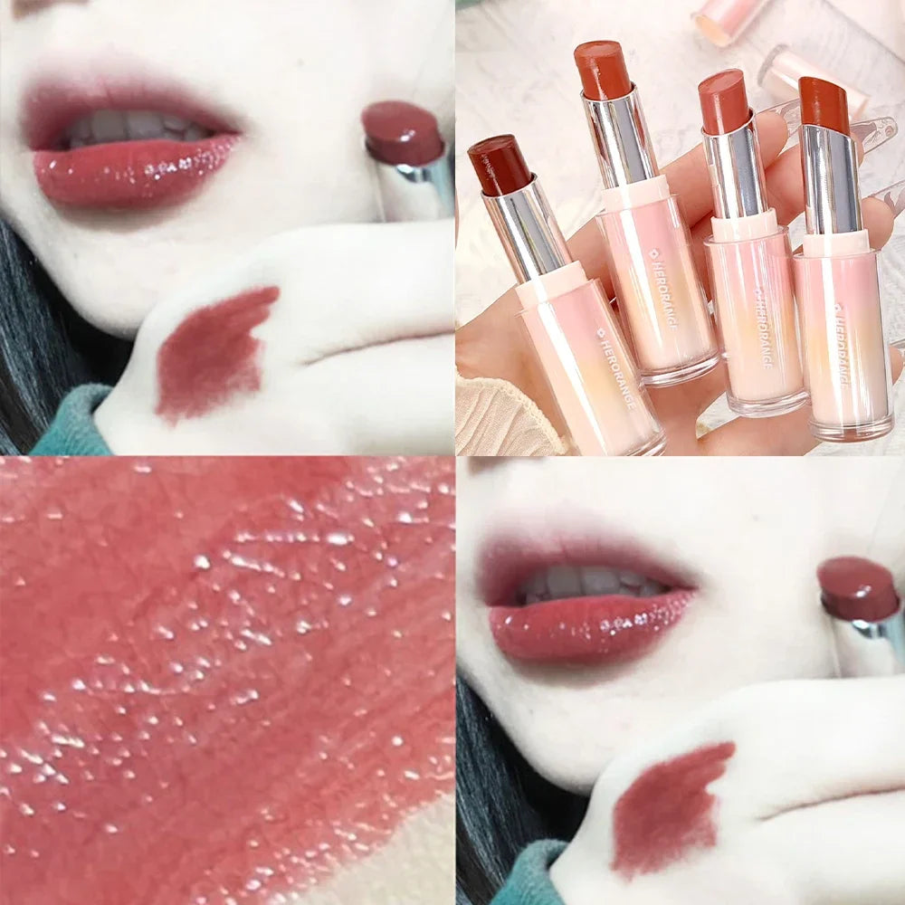 Rynx | Tinted Moisturizing Lipstick Waterproof Mirror Jelly Cherry Red Lip Lacquer Long-lasting Non-Sticky Cup Clear Solid Lip Gloss Cosmetics