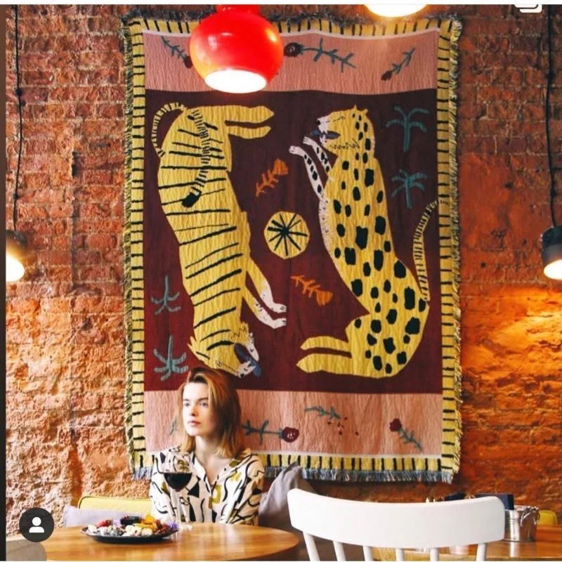 Lisslune | Jungle Cat Wall Tapestry Blanket