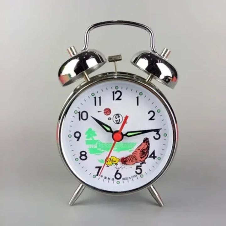 Rynx | Metal Mechanical Alarm Clock Creative Desk Nightstand Table Clock Alarm Bedroom Decoration Accessories Battery Operated