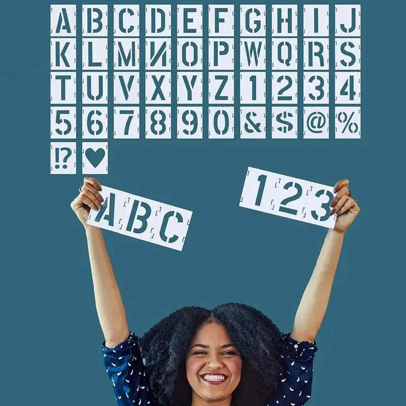 Lisslune | Versatile 42-piece Steckalphabet and number stencil set for creative DIY art on any surface