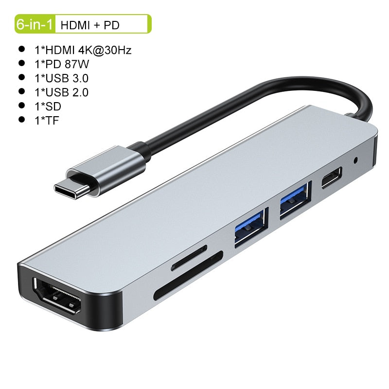 Lisslune | Thunderbolt 3 USB-C Hub with HDMI, PD, SD/TF for MacBook Air M1 and iPad Pro