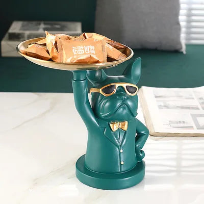 Lisslune | French Bulldog Figurine with Tray for Stylish Decoration