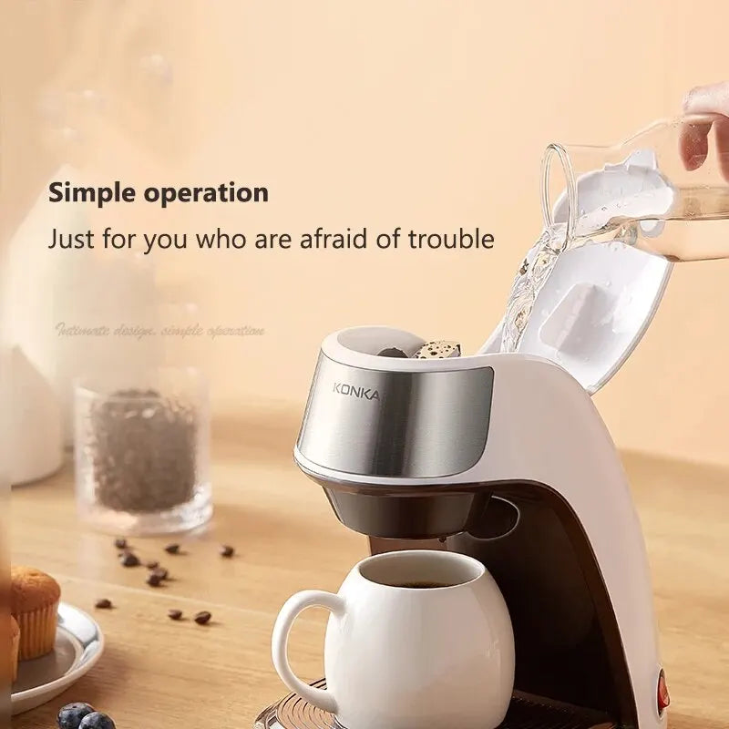 Lisslune | KONKA Coffee Machine 2 in 1, Tea and Coffee Powder, Multiple Drops, Cafeteria, Quick Heating, Office and Home, 220 V, Easy to Use