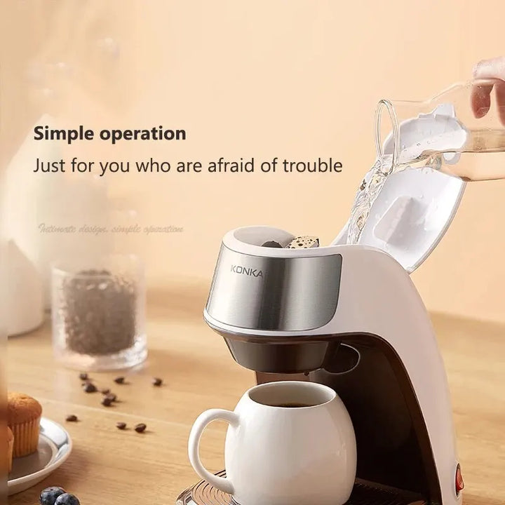 Lisslune | KONKA Coffee Machine 2 in 1, Tea and Coffee Powder, Multiple Drops, Cafeteria, Quick Heating, Office and Home, 220 V, Easy to Use