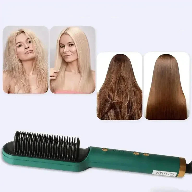 Lisslune | Hair Straightening Brush UK – 2-in-1 Thermal Comb Straightener & Curler with Adjustable Heat & Tourmaline Technology