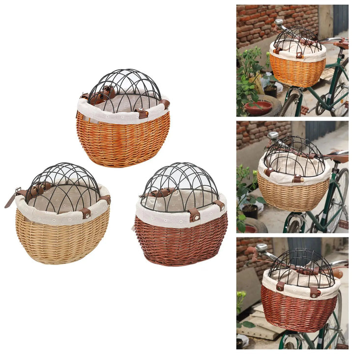 Lisslune | PawRide | Front-Mounted Wicker Dog Bike Basket – Safe, Stylish & Weatherproof