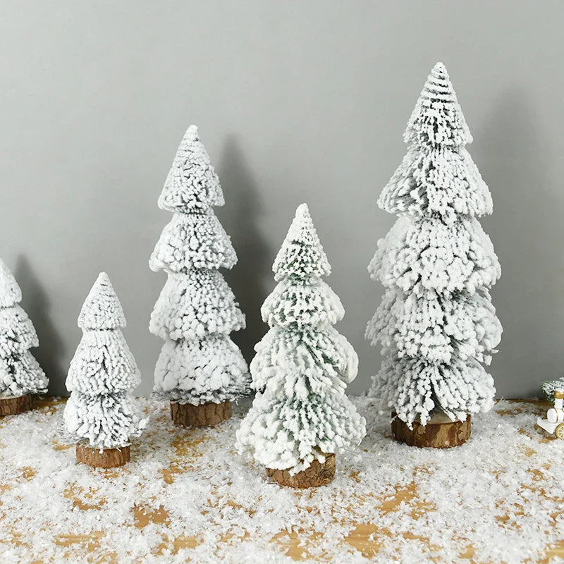 Rynx Mini Christmas Tree Ornament Snow Pine Tree Christmas Decorations for Home Desktop Xmas Navidad New Year Gift DIY Craft
