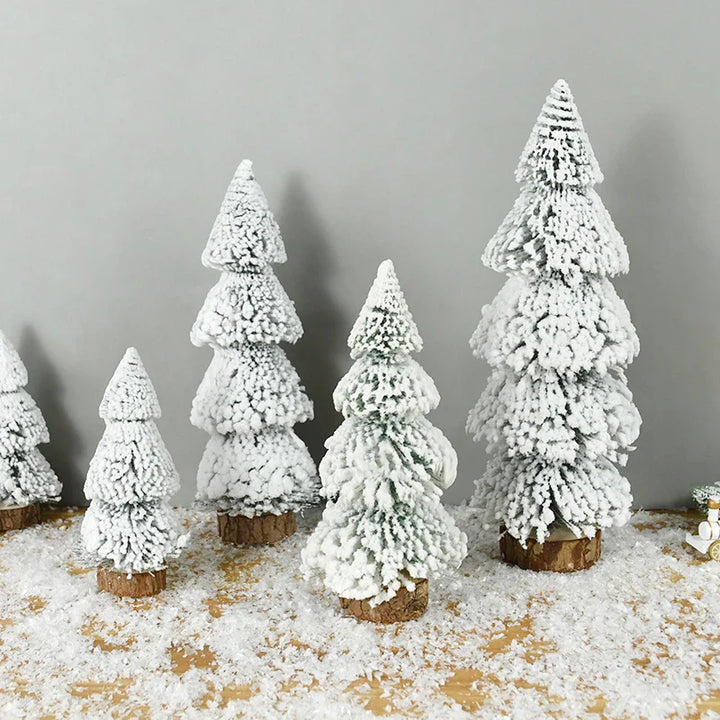 Rynx Mini Christmas Tree Ornament Snow Pine Tree Christmas Decorations for Home Desktop Xmas Navidad New Year Gift DIY Craft