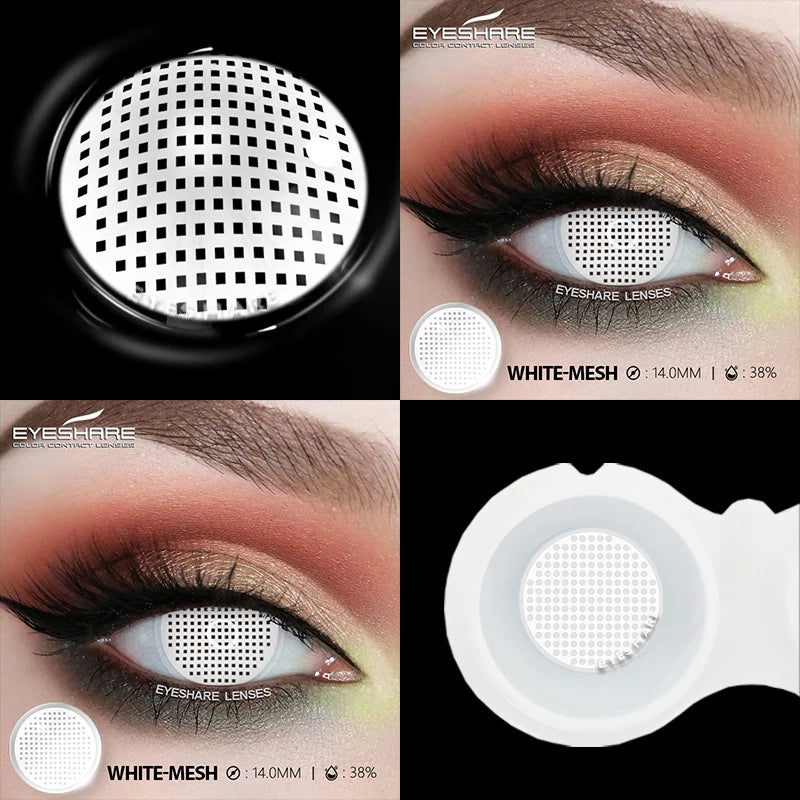 Rynx | 1 Pair Cosplay Color Contact Lenses for Eyes Crazy White Lenses Anime Black Lenses Halloween Beauty Makeup Lens Annual
