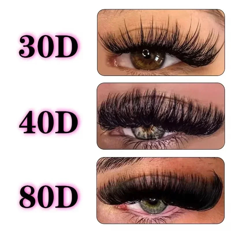 Rynx | 30/40/80D Russian DD Curl Artificial Eyelashes Thick mixed length 8-16mm self-adhesive fluffy style reusable extension eyelashes makeup