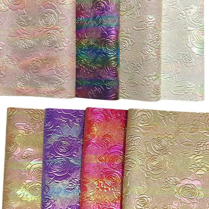 Lisslune | Elegant Rose Embossed Synthetic Leather Craft Sheets for Creative Projects