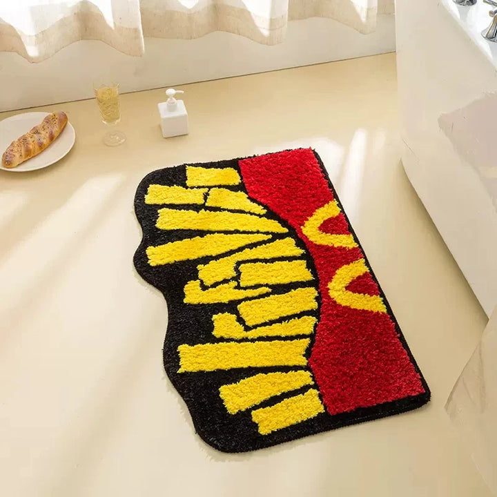 Rynx | Tufting Chips Bath Mat Soft Fluffy Cartoon Food Bathroom Bathtub Edge Flock Carpet Mat Non-slip Carpet Home Room Dormitory Kids Room Decor