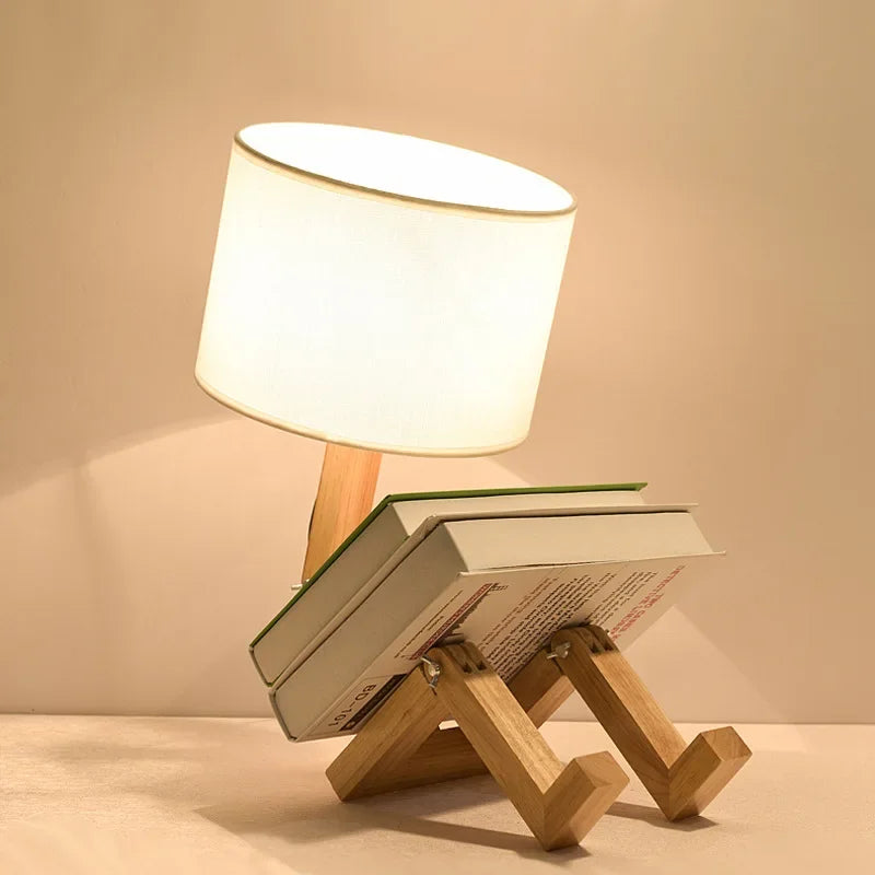 Lisslune | Wooden Table Lamp with Book Holder – Modern Design for Your Home