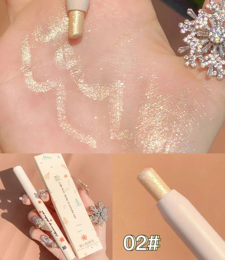 Lisslune | Glitzer Seidenraupen Augenbrauen Liner Bleistift Aufheller Blau Gold Silber Augen-Makeup Stift Langanhaltendes Glänzendes Augen-Make-up Kosmetik