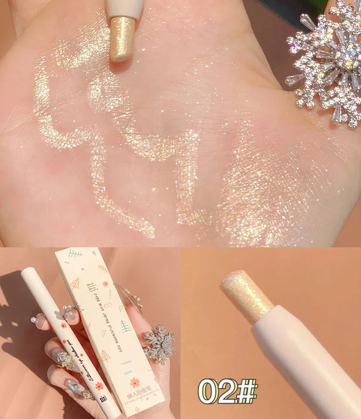 Lisslune | Glitzer Seidenraupen Augenbrauen Liner Bleistift Aufheller Blau Gold Silber Augen-Makeup Stift Langanhaltendes Glänzendes Augen-Make-up Kosmetik