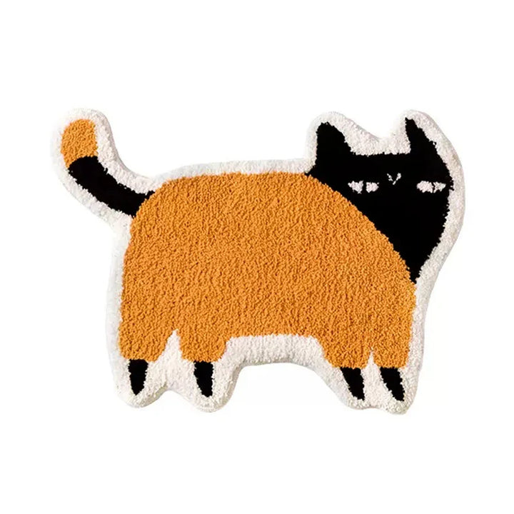 Rynx | Kawaii Tufting Cat Bathroom Mat Soft Cartoon Kids Room Mat Living Area Carpet Non-Slip Hallway Rug Home Kindergarten Decor 53x70cm