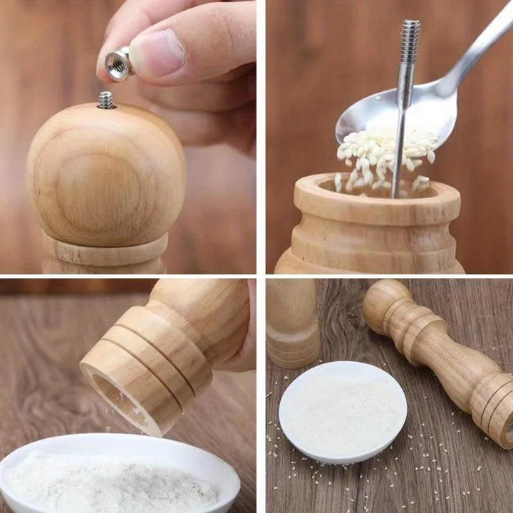 Lisslune | Adjustable Wooden Salt and Pepper Mill Set with Ceramic Core for Gourmet Seasoning