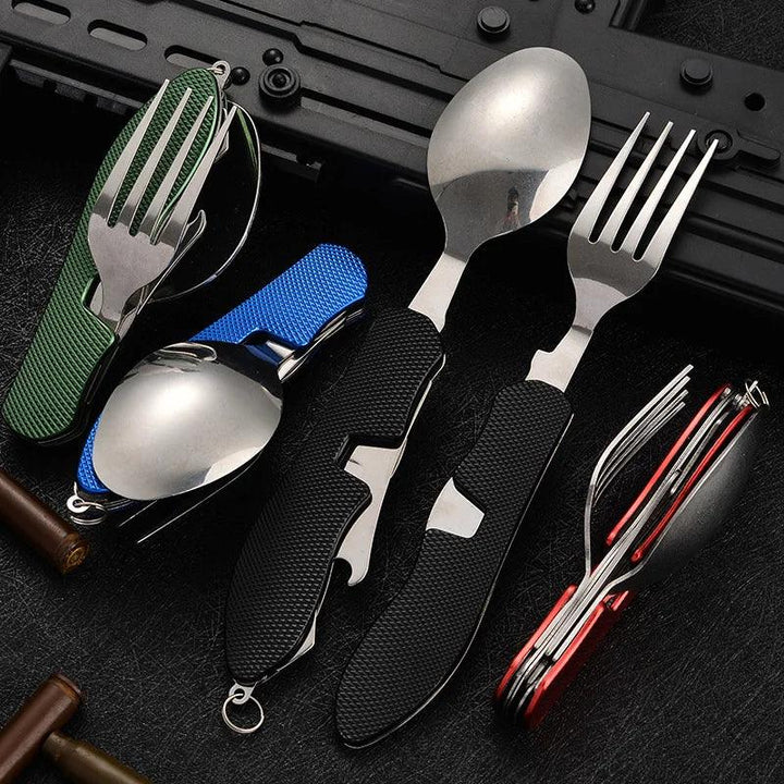 Lisslune | Multifunctional Outdoor Dining Cutlery Set: Fork, Spoon, Knife & Bottle Opener for Campers and Hikers