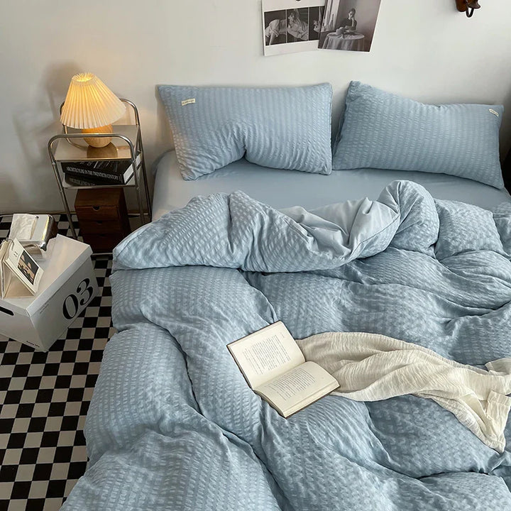 Rynx | INS Solid Color Bedding Comforter Sets Duvet Cover Bed Sheet Set Pillowcases Bedding Linens Set Queen/King Bed bedspreads