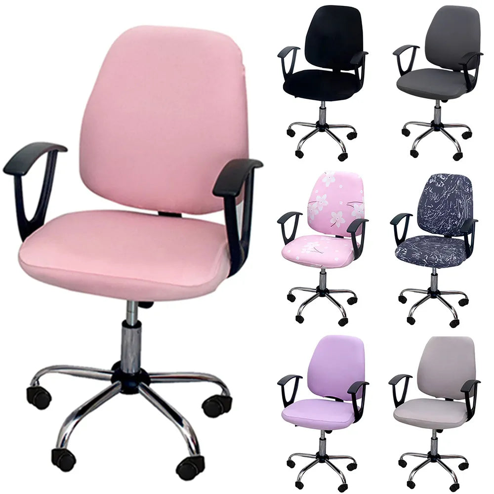 Lisslune | 2-piece Split Office Rose Chair Covers