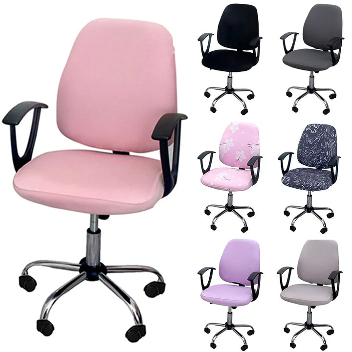 Lisslune | 2-piece Split Office Rose Chair Covers