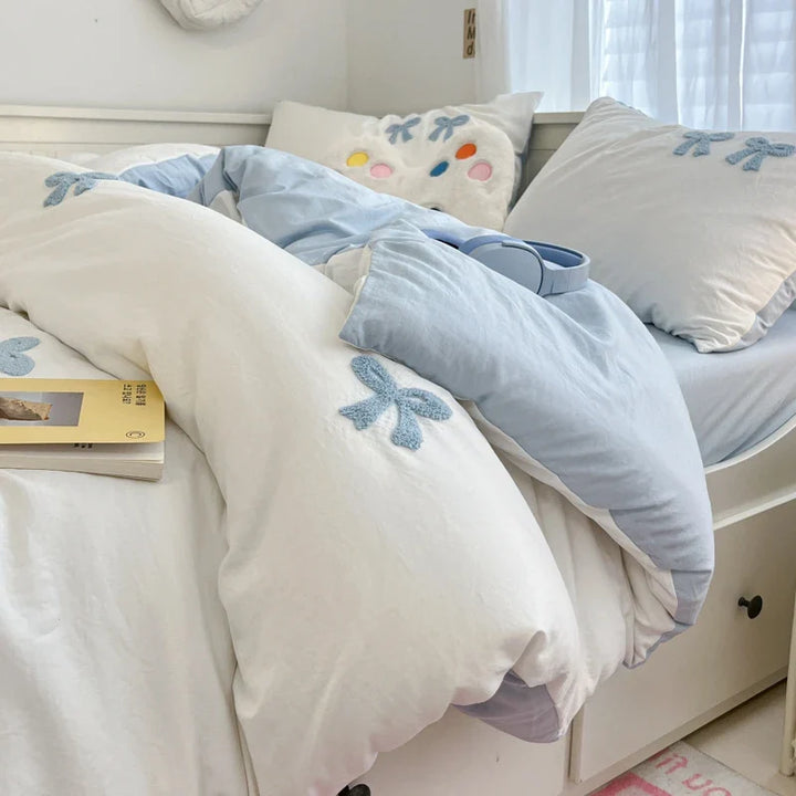 Rynx | INS washed cotton bedding set with pillowcase bed sheet single bed double bed orange duvet cover queen/king double bed
