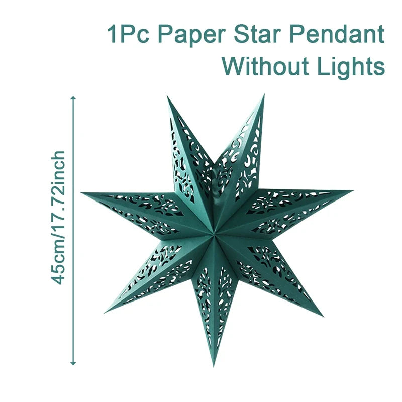 Rynx Hollow Star Hanging Pendant Ramadan Decoration 2024 for Home Navidad Natal Noël Gifts Christmas Ornaments New Year 2025