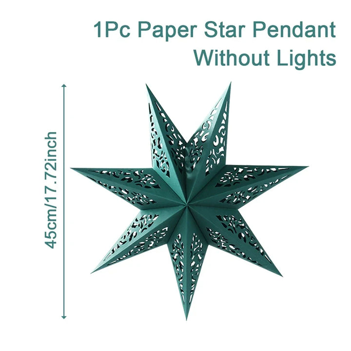 Rynx Hollow Star Hanging Pendant Ramadan Decoration 2024 for Home Navidad Natal Noël Gifts Christmas Ornaments New Year 2025