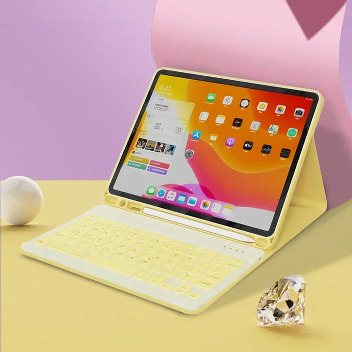 Lisslune | Spanische Tastaturhülle für iPad 10th Air 11 Air 5 4 10.9 Hülle 10.2 9th 8th Pro 11 10.5 Air 3 Wireless Magnet PU Flip Standhülle