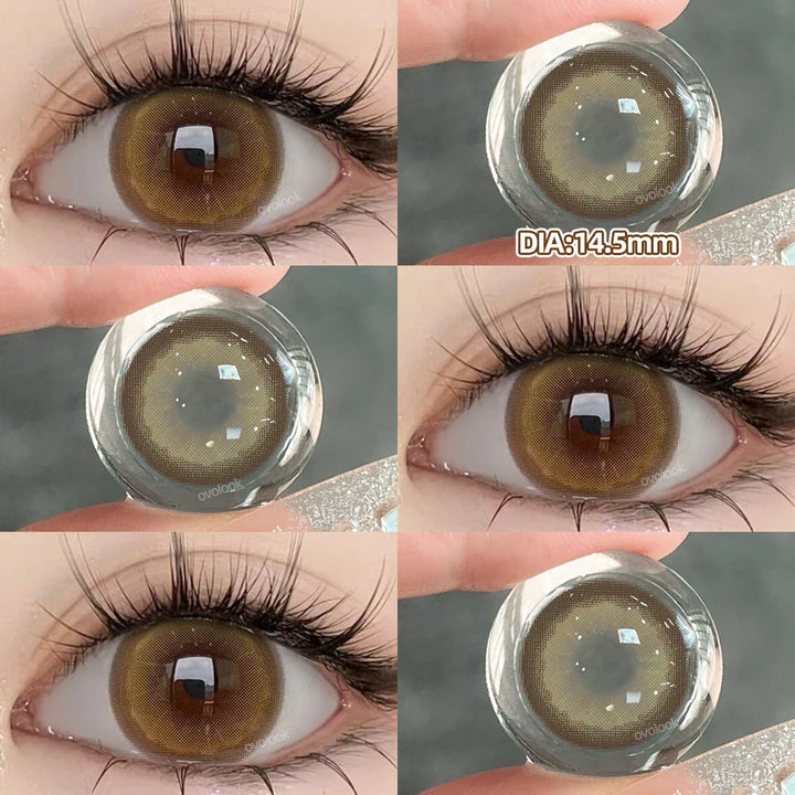 Rynx | 2PCS Large Gray Contact Lenses for Eyes Myopia Color Lens Natural Brown Pupils Gradient Contact Lens Black Lens