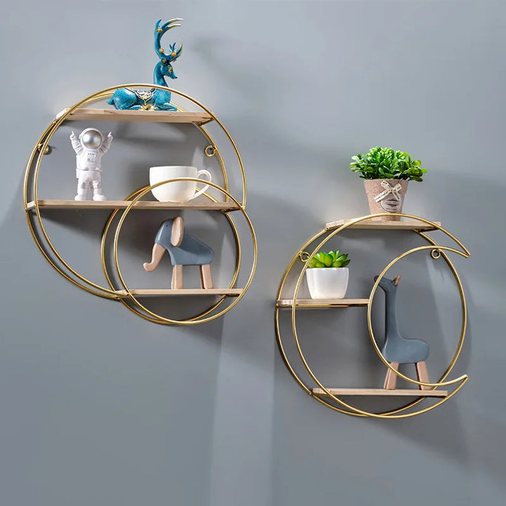 Lisslune | NordicWave Double Circle Wall Shelf – Scandinavian Floating Shelf for Home Décor & Storage