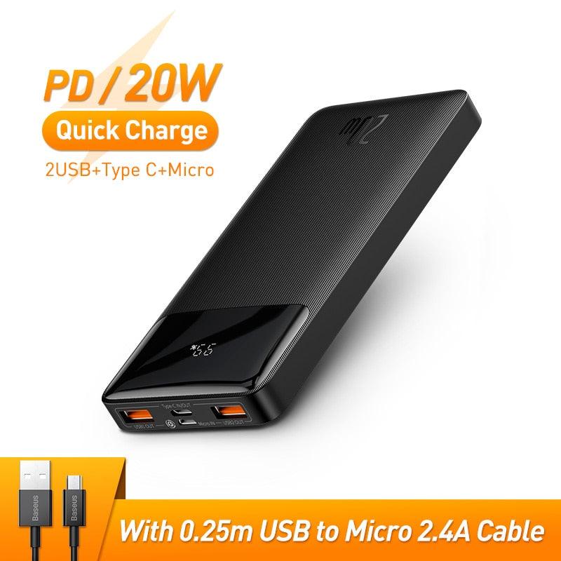 Lisslune | 20,000mAh Baseus Power Bank - High-Speed Dual Input/Output Charging for Ultimate Portability