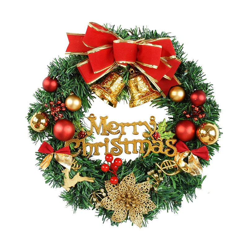 Rynx 30cm Christmas wreath Xmas door garland hanging ornaments Merry Christmas decoration for home New Year Navidad door hanger